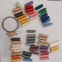 وسایل رشتی دوزی (قلاب ، کارگاه و نخ ابریشم)