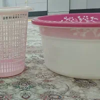 ظرف بزرگ مخصوص شستن سبزی وسبد بزرگ درحدنو