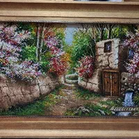 تابلوفرش دستبافت/تابلو فرش کوچه باغ گیلاس|تابلو فرش|تهران, استاد معین|دیوار