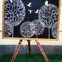 تابلوی مدرن (دکوراتیو) درخت وپرنده|تابلو، نقاشی، عکس|اهواز, فاز ۲ پادادشهر|دیوار