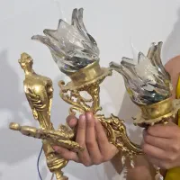 لوستر ودیوراکوب زیبا برنجی اصل|لوستر و چراغ آویز|شاندیز, |دیوار