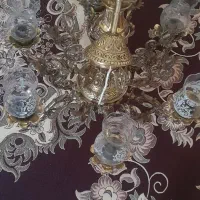 لوستر برنز ۶شعله با ساعت برنز