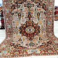 فرش سه متری قشقایی شیراز طرح چهار سرو گل ابریشم