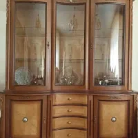 کتابخانه وکنسول چوبی کلاسیک ۲تکه(گنجه بوفه ویترین)|کتابخانه، شلف، قفسههای دیواری|مشهد, رضاشهر|دیوار