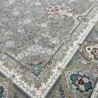 فرش 1500 شانه زمرد مشهد گل برجسته