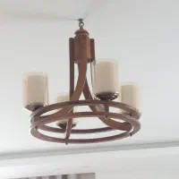 دو عدد لوستر چوبی چهار لامپه