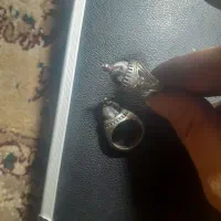 یک جفت. انگشترنقره  ساسانی عتیقه نگین  مهره داودی