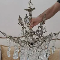 لوستر برنجی کریستالی ۶شاخه