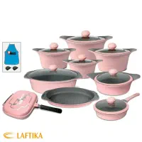 فروش ست قابلمه گرانیتی صورتی کروپ ست