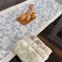 رانر نهار خوری کتان طرح دار