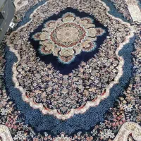 فرش 9متری تمیز و سالم تمام نخ رنگ سورمه ای