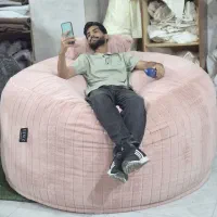 بین بگ (مبل شنی) مبل راحتی دونفره سایز۱۶۰×۸۰ گلبهی