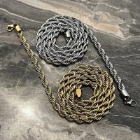 ست گردنبند دستبند طنابی زنانه و مردانه استیل
