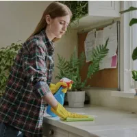 همکار خانم برای گردگیری دفتر شرکت معتبر