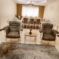 یک دست مبل ۹ نفره استیل همراه با ناهارخوری ۸ نفره|مبلمان خانگی و میز عسلی|گرگان, |دیوار