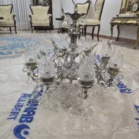 لوستر برنجی ۸ شاخه با آبکاری نقره