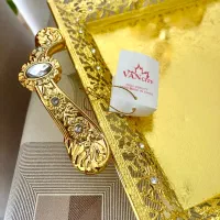 سینی چای خوری طلاکوب ۱۲نفره با ست چاقو چنگال|ظروف سرو و پذیرایی|شیراز, باغ تخت|دیوار