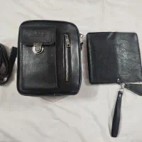 کیف دستی رودوشی چرم اسپورت و کیف پول چرم کادویی نو