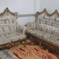 مبل استیل ۷نفره رنگ کرمی چوب طلایی|مبلمان خانگی و میز عسلی|ری, دولت‌آباد|دیوار