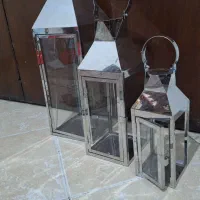 فانوس ۳تیکه فلزی هرمی|کلکسیون اشیاء عتیقه|تهران, درب دوم|دیوار