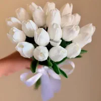 دسته گل روبانی و گل لاله لمسی|گل مصنوعی|کامیاران, |دیوار