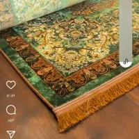 یه جفت قالی رنگ سبز ۶ متری