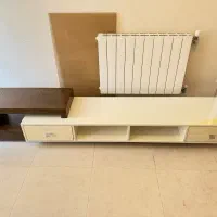 میز تلویزیون های گلاس سفید با چوب روکش بلوط موجدار|میز تلویزیون|اصفهان, بهارستان|دیوار