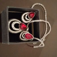 ست نگین قرمز استیل اصل رنگ ثابت