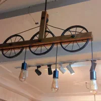 لوستر چوبی مدل چرخی|لوستر و چراغ آویز|ساری, |دیوار