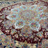 (فرش حق زاده)گرد قطر۳متر خطیبی چله گل ابریشم۵۰رج|فرش|تبریز, |دیوار