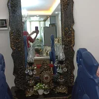 آینه قدی با ساعت و شمعدان لاله ای