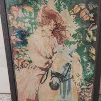 تابلو کوبلن گوبلن لیلی مجنون بانوی اسب سوار قدیمی|کلکسیون اشیاء عتیقه|تهران, جیحون|دیوار