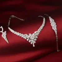 سرویس نقره اشکی نگین باگت خور آب طلا تخفیف دار925%