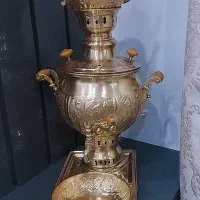 سماور برنز زغالی نقوش هخامنشی قدیمی|کلکسیون اشیاء عتیقه|همدان, |دیوار