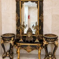 آینه و کنسول سلطنتی مشکی طلایی