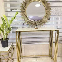 آیینه و کنسول استیل فلزی پایه آبشاری خورشیدی|بوفه، ویترین، کنسول|آفتاب, |دیوار