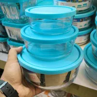 ظرف سه تیکه شیشه ای قابل استفاده ماکروفر«امیددکور»