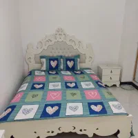 تخت دونفره با تشک و یک عدد پاتختی