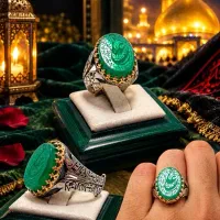انگشتر آلیاژ نقره روس تاج برنجی طرح ذوالفقار کد 93