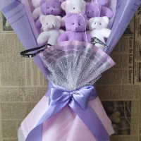 دسته گل عروسکی خرس بوکتی پاستیلی خاص