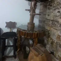 فروش فوری میز بار و صندلی چوب گردو دست‌ساز