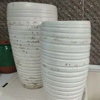 گلدان سفالی دوعدد سفید