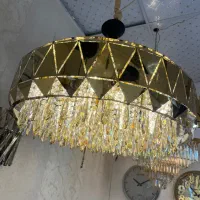 لوستر کریستال الماسی ۶۵ سانت طلایی|لوستر و چراغ آویز|تهران, نیروی هوایی (پیروزی)|دیوار