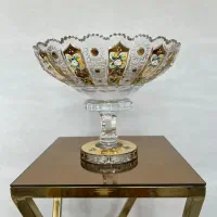 میوه‌خوری بزرگ کریستال گرد طلاکوب بوهمیا چک