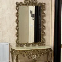 آینه کنسول برنز همراه با میز گرد