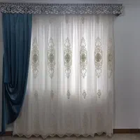 فروش ۲ عدد پرده حریر شاین دار+شال دکوری مخمل|پرده، رانر، رومیزی|رامسر, |دیوار