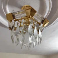 ۳ لوستر سقفی برنجی با آویزهای کریستال خارجی