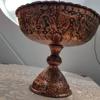 میوه خوری مس سیاه قلم،ظرف مسی قطر ۳۰ ارتفاع ۲۴سانت|ظروف سرو و پذیرایی|تهران, مرزداران|دیوار