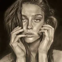 طراحی چهره  سیاه قلم