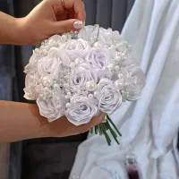 دسته گل ساتنی مرواریدی